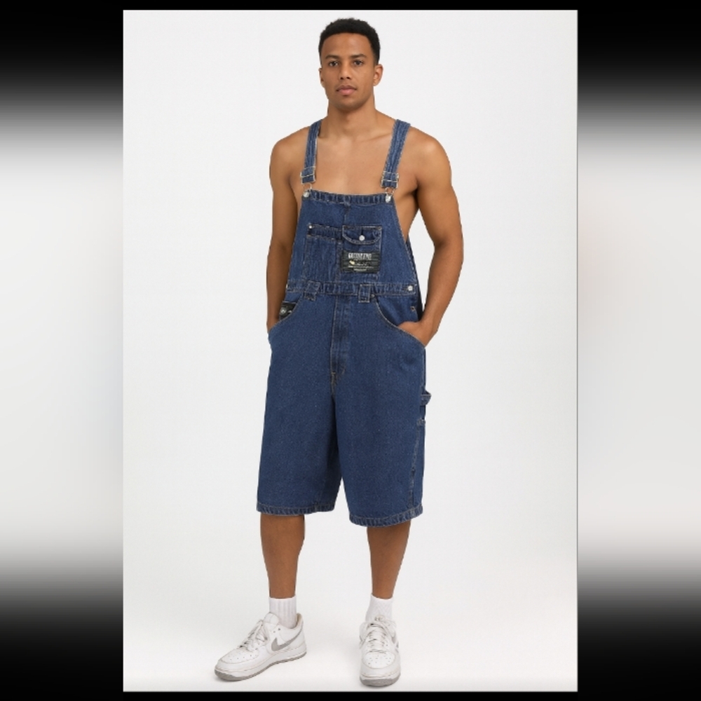 Y2k 90's Men's Cruise Control Urban Jean Hip-Hop Shortalls Overalls XL S…